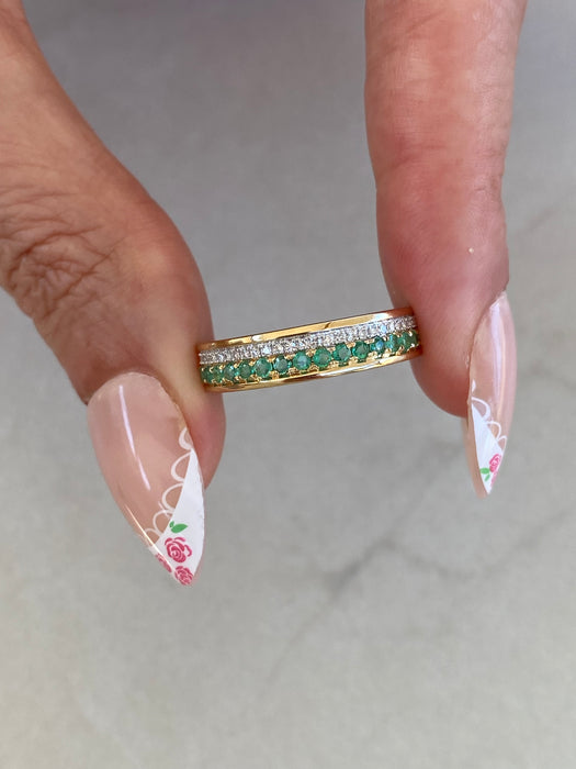 14K Gold Emerald & Diamond Ring