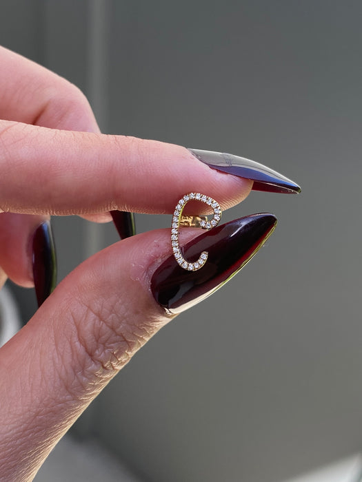 14k single earring diamond letter initial stud