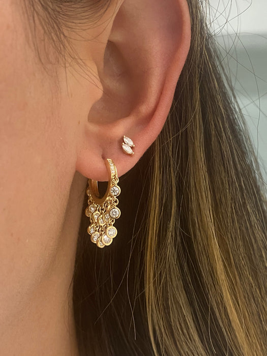 14K Gold 1.40 CTW Lab Diamond Cascading Bezel Huggie Earrings