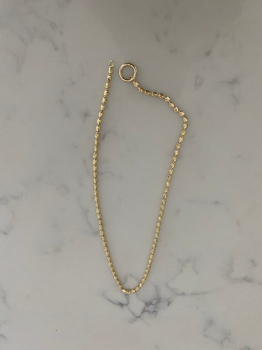 14K Gold Diamond-Cut Bead Chain Necklace with 14k Connector Clasp 16”