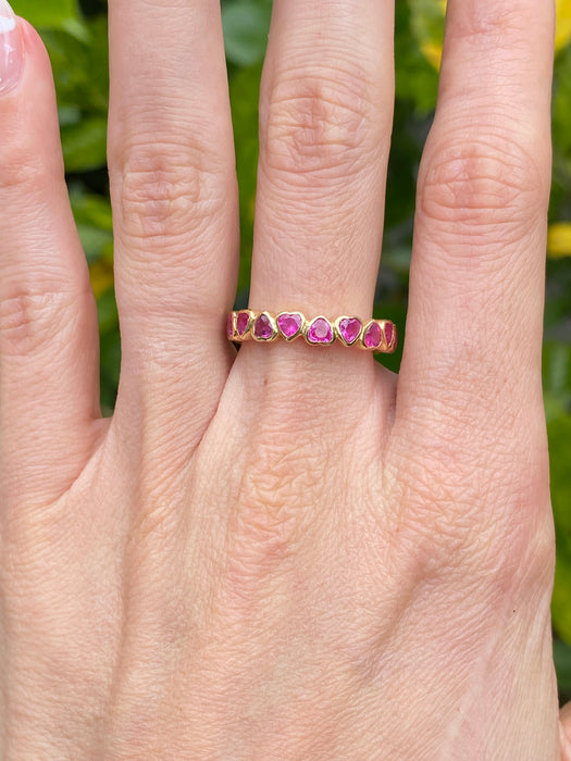 14k bezel set ruby heart eternity ring size 6.75