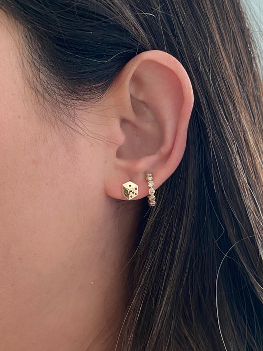 14k dice stud earrings