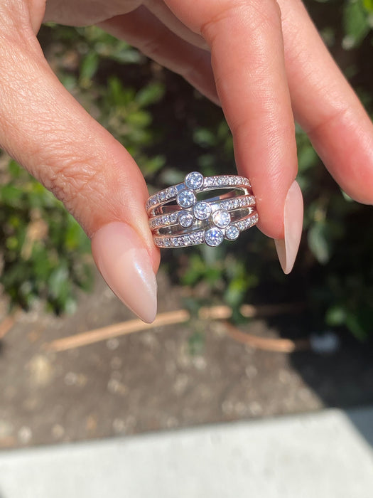 Vintage Platinum 900 Diamond Bezel Ring – 0.94 TCW Natural Diamonds – Size 7