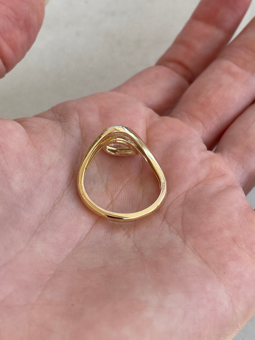 14K 1.51 TCW Lab Pear Diamond Wavy Band Size 7.5 - IGI Certified