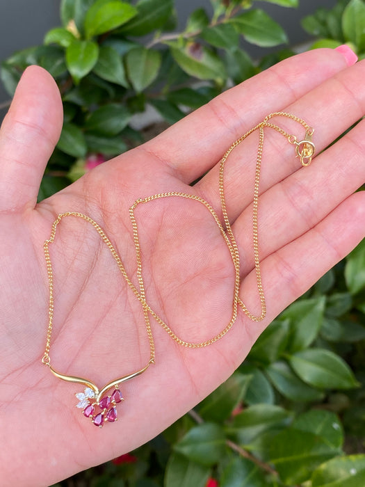 18k ruby diamond necklace 16” or 17.5”