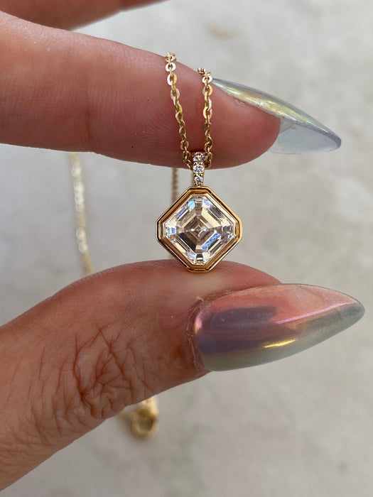 14K Gold 2.06 CTW Lab-Grown Asscher Cut Diamond Pendant | IGI Certified