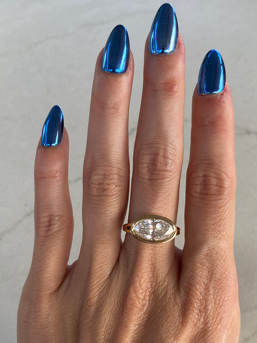 14K Double Bezel East-West Lab Diamond Oval Ring – 3.12 TCW