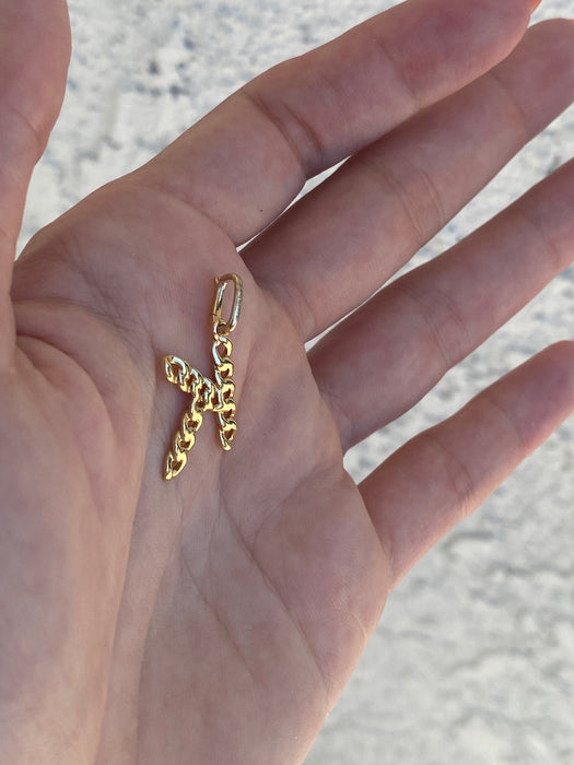 14k diamond curb initial letter pendant