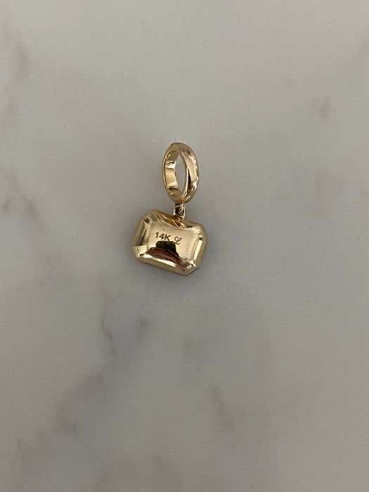 14K Gold East–West Emerald Cut Lab Emerald Charm