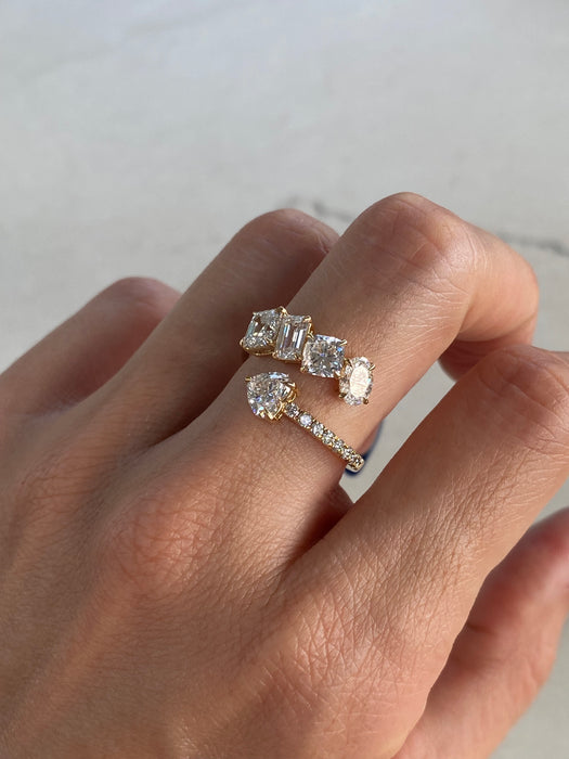 14K Multi-Stone Lab Diamond Bypass Ring
