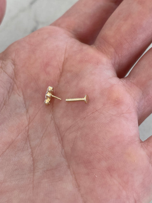 14K Lab Diamond Invisible Set Curve Stud Earring