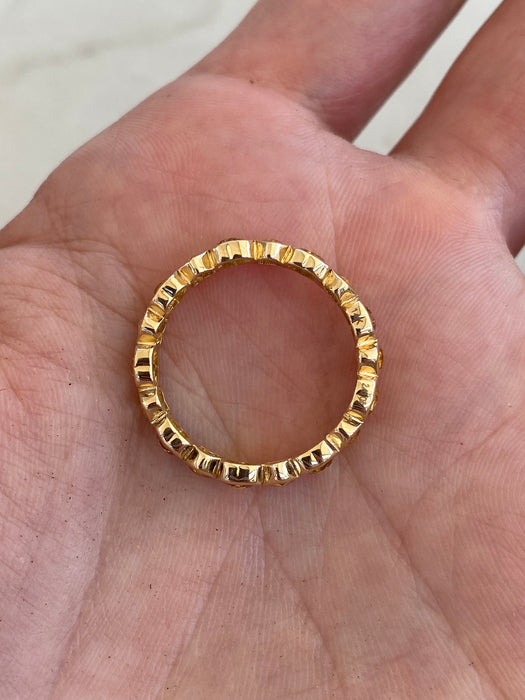 14K Natural Yellow Sapphire Heart Eternity Ring Size 7.5
