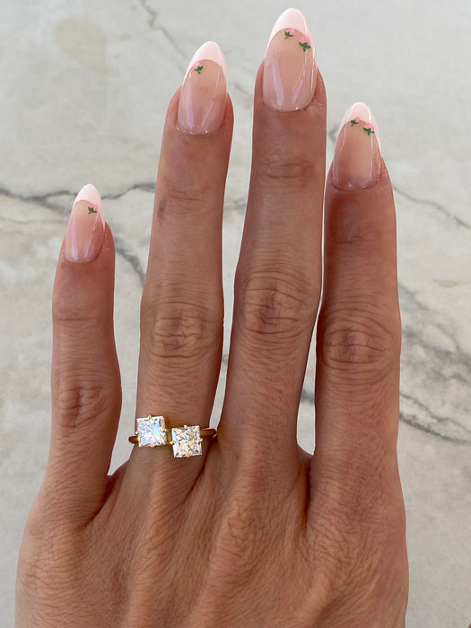14K Gold Two-Stone Princess-Cut Lab Diamond Pinky Ring