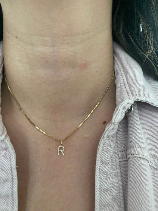 14k Gold Diamond Initial Pendant Charms – Natural Diamond Letter Jewelry