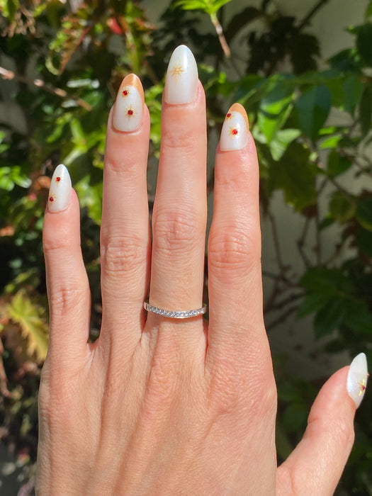 14K White Gold Slightly Wavy Diamond Ring