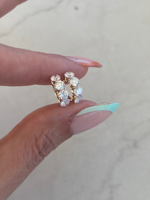 14K 1.36 TCW Lab Diamond Invisible Set Huggie Earrings