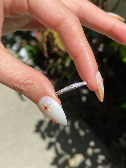 14K White Gold Slightly Wavy Diamond Ring