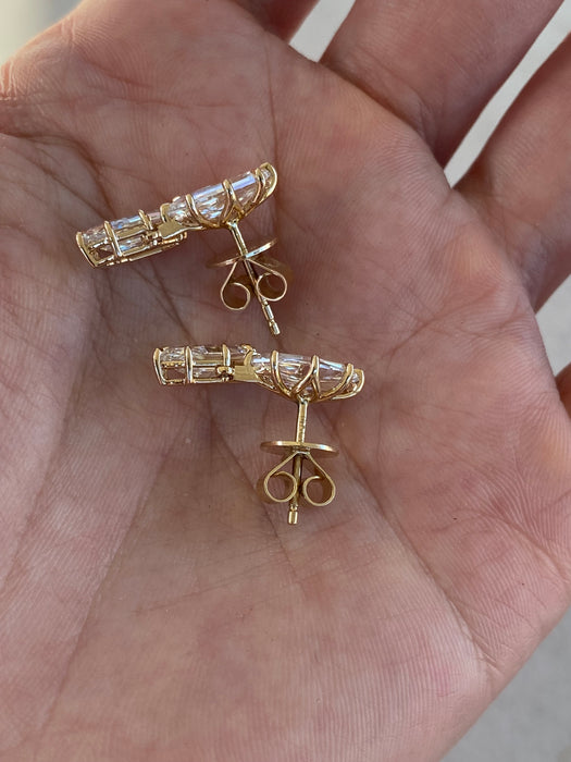 14K Gold 4.47 CTW Certified Marquise Lab Step Cut Diamond Drop Earrings