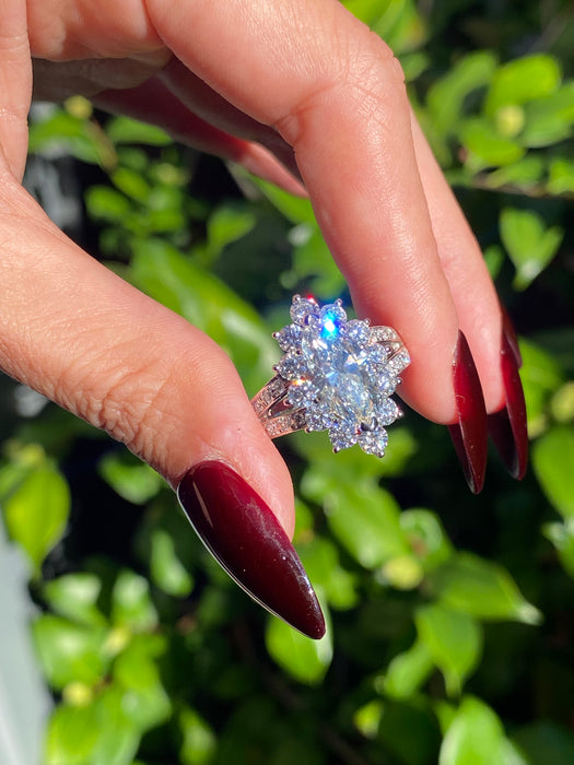 Platinum 900 3.83 tcw marquise diamond ring size 7