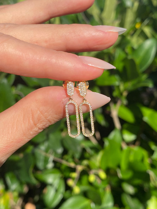 14k diamond paperclip earrings