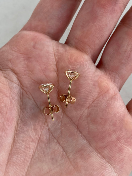 14K Gold 1.56 TCW Round Lab Diamond Bezel Stud Earrings