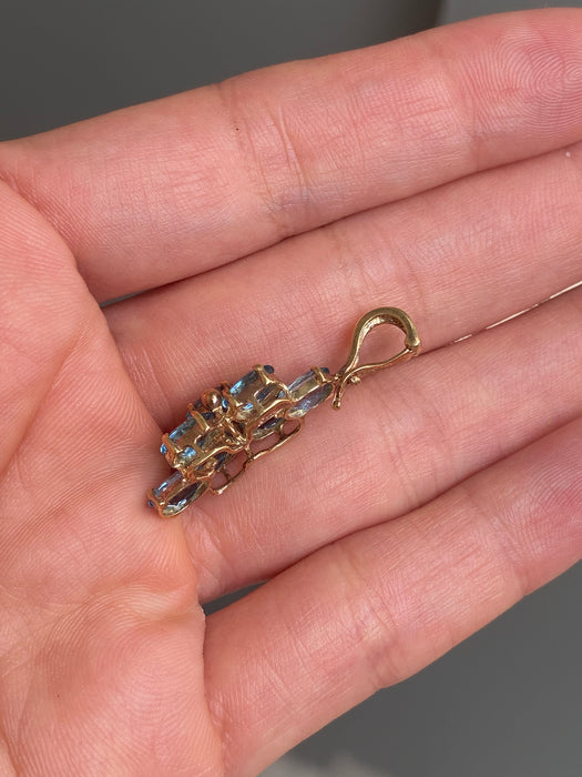 14k blue topaz cluster charm