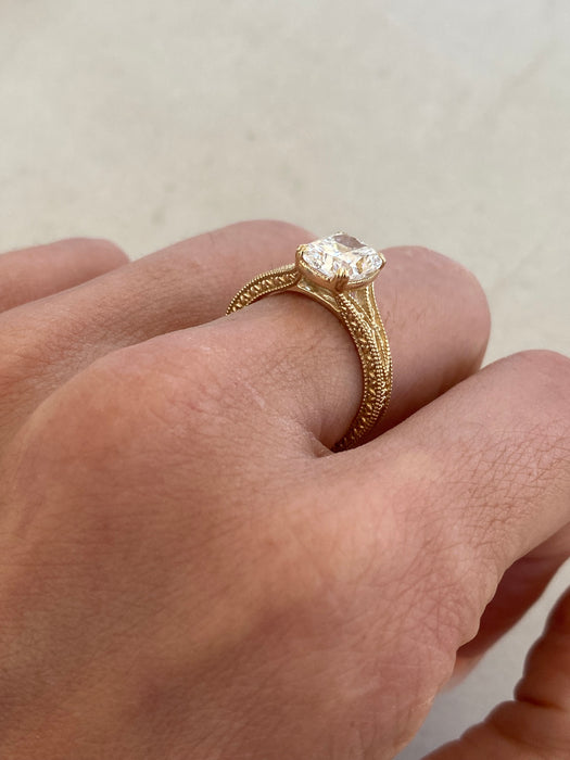 14K Gold Lab Cushion 2.03 TCW Diamond Ring Size 6