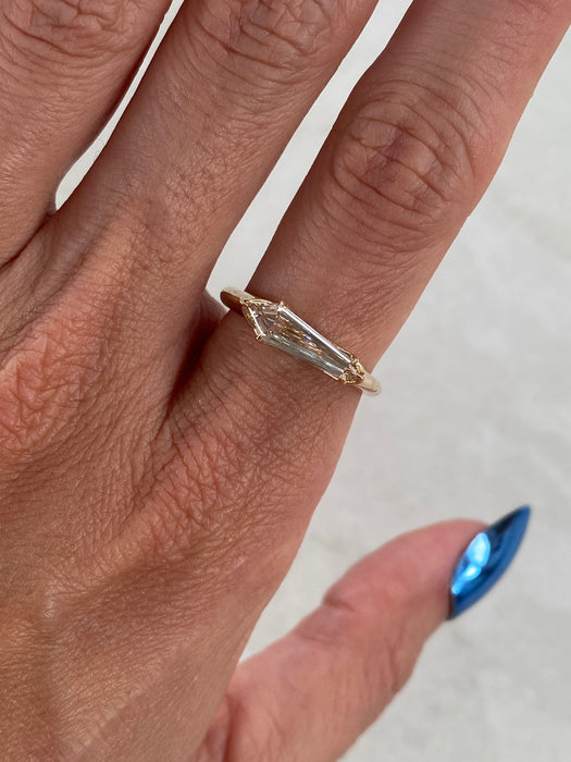 14K Light Champagne Shield-Cut Lab Diamond Ring