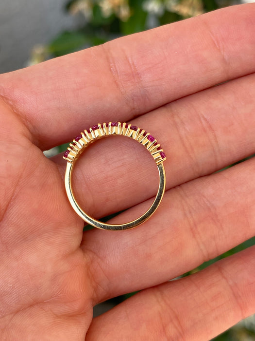 14k Gold Half Eternity Pear Ruby Ring