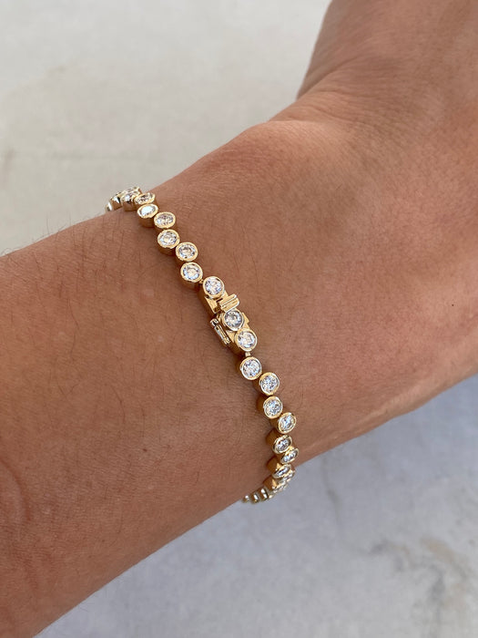 14K 2.5 Carat Lab Diamond Bubble Tennis Bracelet