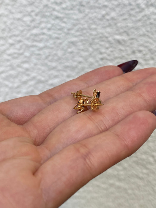 14k blue sapphire butterfly stud earrings