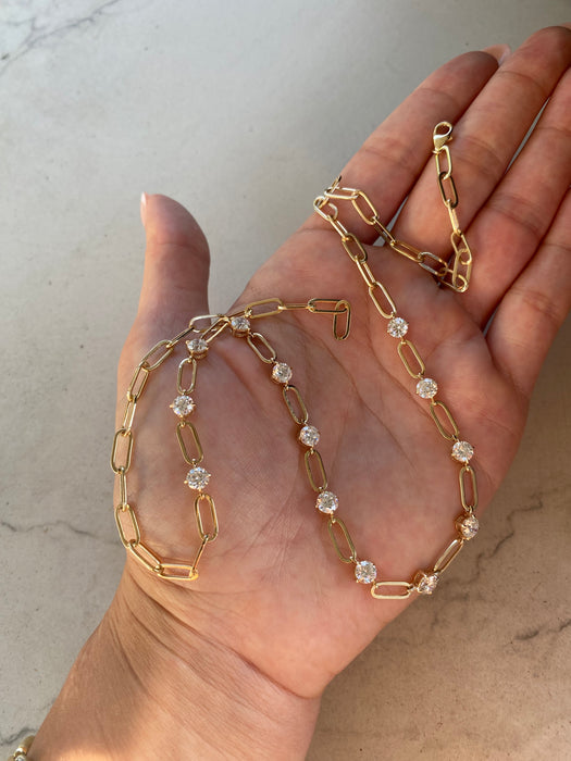 14K 4.40 CTW Lab Diamond Paperclip Necklace