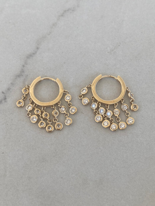 14K Gold 1.40 CTW Lab Diamond Cascading Bezel Huggie Earrings
