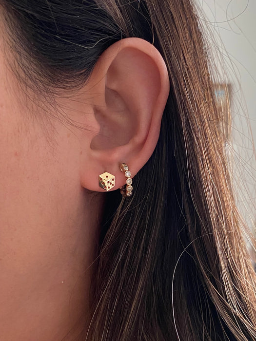 14k dice stud earrings