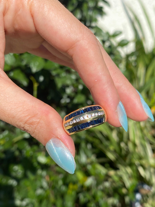 14k blue sapphire diamond ring size 6.5