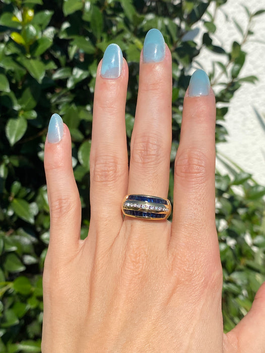 14k blue sapphire diamond ring size 6.5