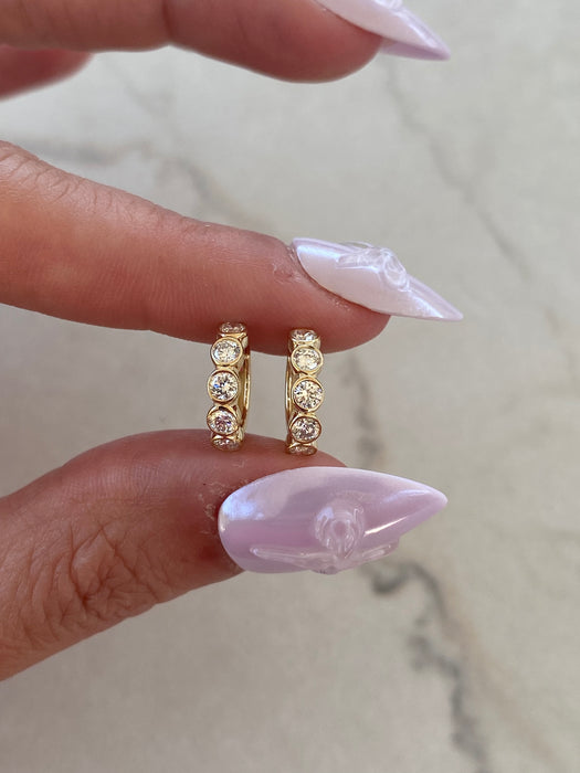 14K Bezel Set 0.7 TCW Lab Diamond Huggie Earrings