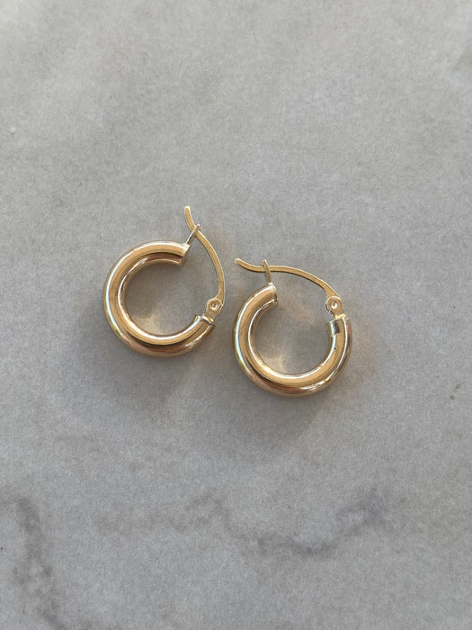 14K Gold Hoop Earrings - 0.6”