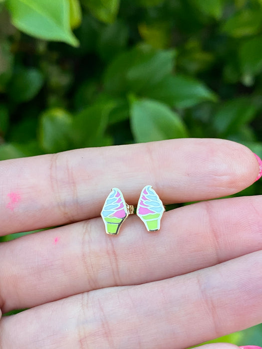 14k enamel ice cream stud earrings