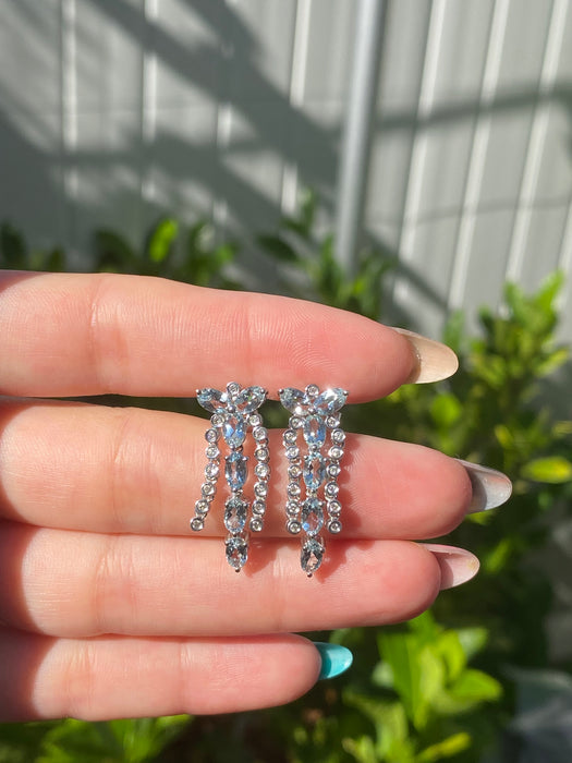 18k white gold aquamarine and diamond earrings