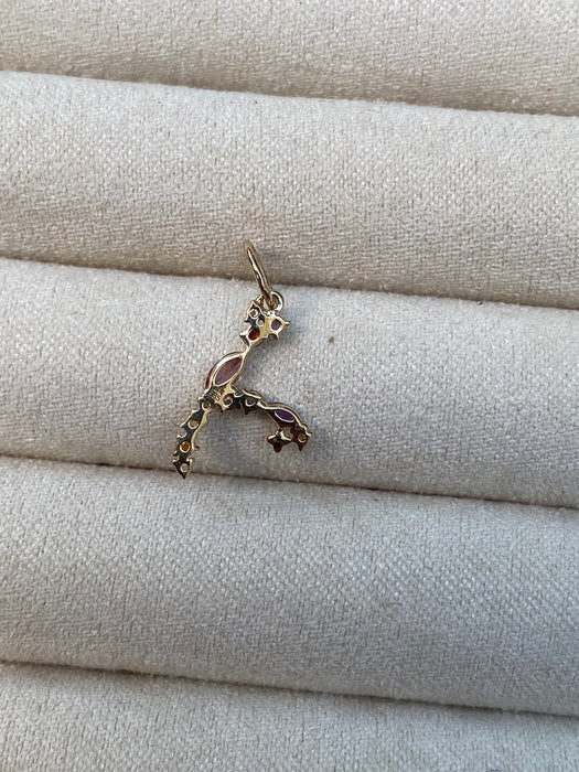 14k rainbow initial y letter pendant charm
