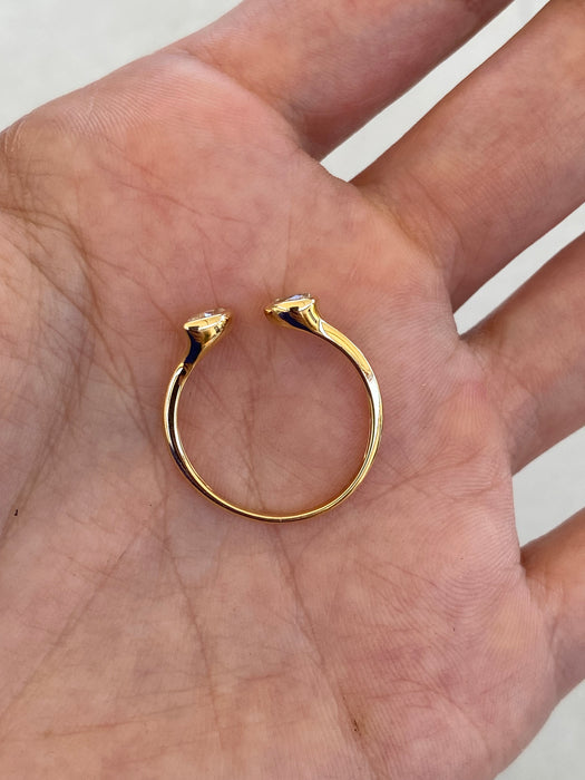 18K Gold Natural Diamond Marquise & Pear Open Ring