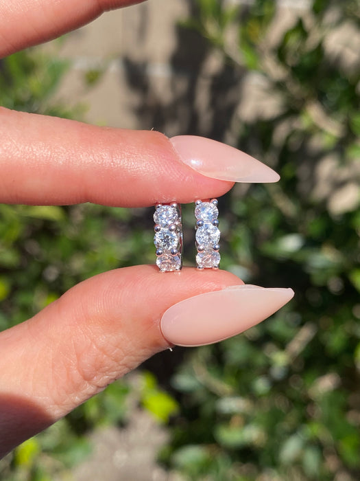 14K White Gold Natural Diamond Huggie Earrings – 1.05 TCW