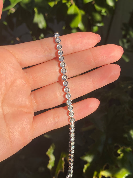 Vintage Platinum 850 Bezel Set 2 TCW Diamond Tennis Bracelet