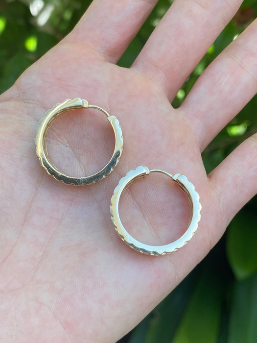 14k riveted link hoop earrings