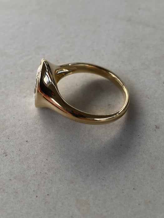 14K Gold 3.08 Carat Oval Lab Diamond Bezel Ring  - IGI