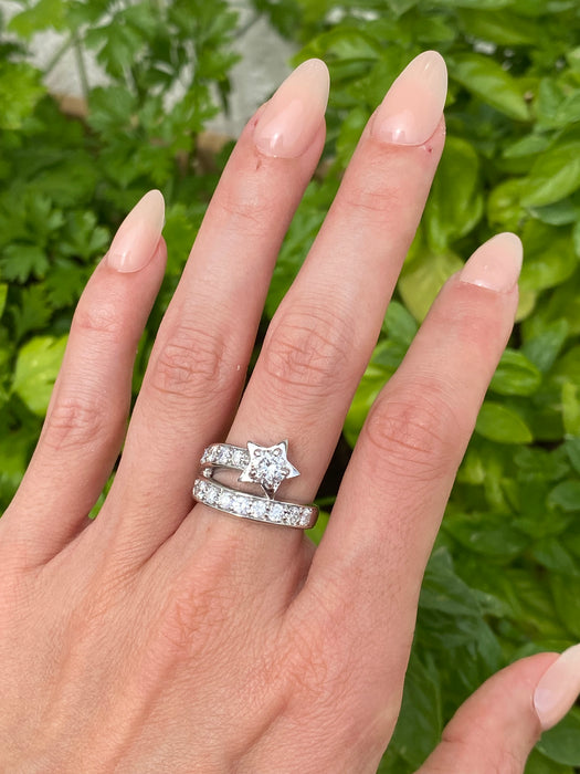 Vintage Platinum 900 Shooting Star Diamond Ring