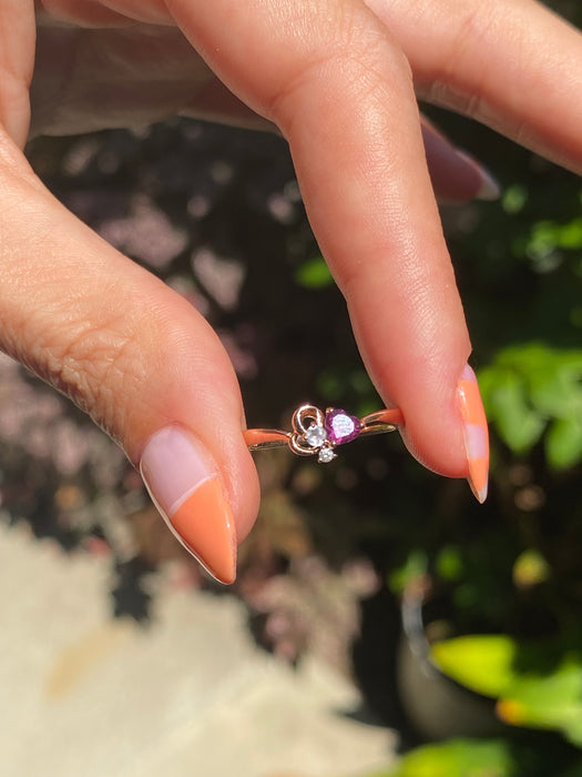 10k rose gold heart pinky ring size 3.75