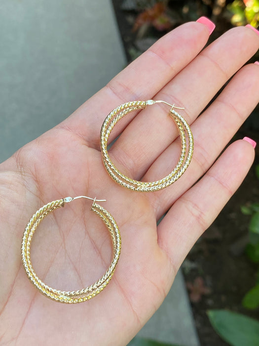 14k braided hoop earrings