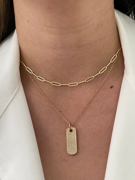 14k diamond dog tag necklace 16-17-18”